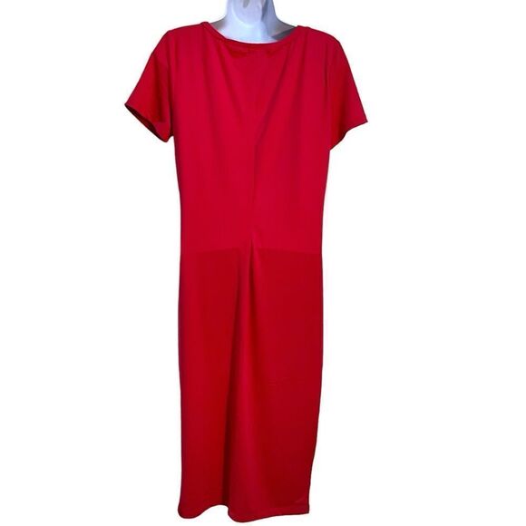 LEITH from Nordstrom V-Neck Short Sleeve Bodycon Dress Red Size Large - Picture 6 of 8